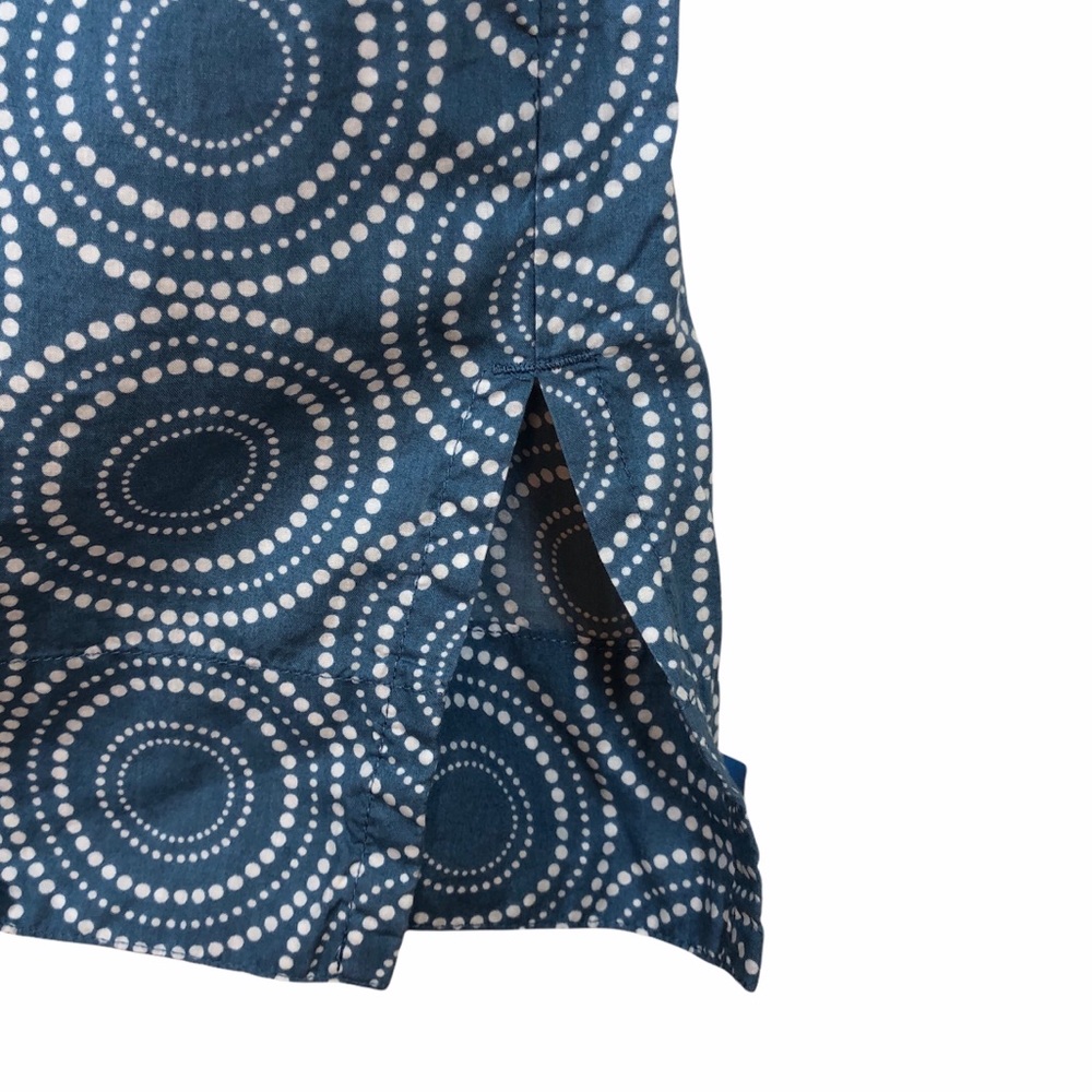 Boden Blue Circular Print Midi Dress with Yellow Trim - Picture 8 of 9